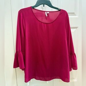 Elle Wine Burgundy Red Top XL